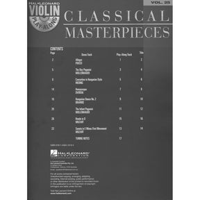 Violin Play-Along, Volume 25: Classical Masterpieces - Violin - Hal Leonard