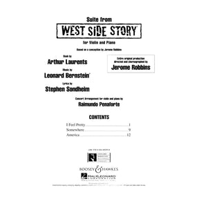Bernstein, Leonard - Suite from "West Side Story" for Violin Piano - arranged by Raimundo Penaforte - Leonard Bernstein Music Publishing Co