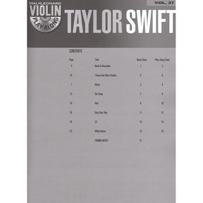 Violin Play-Along, Volume 37: Taylor Swift - Violin - Hal Leonard