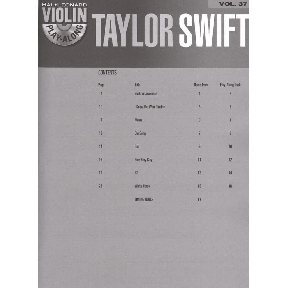 Violin Play-Along, Volume 37: Taylor Swift - Violin - Hal Leonard