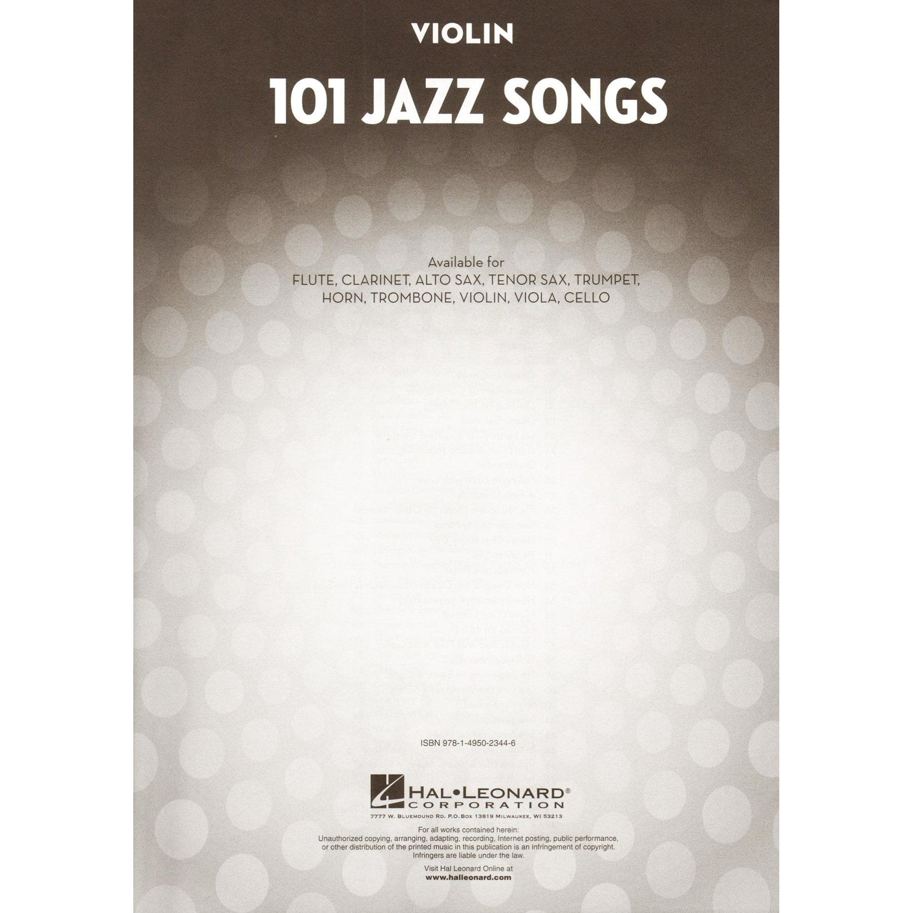 101 Jazz Songs for Violin