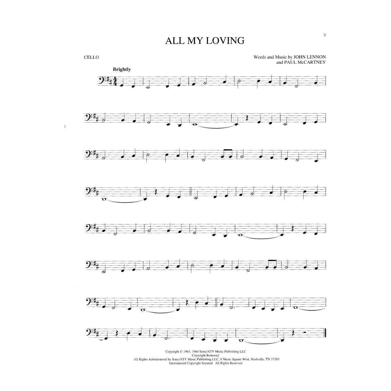 The Best of the Beatles: 89 Songs - Cello solo - Hal Leonard Publication