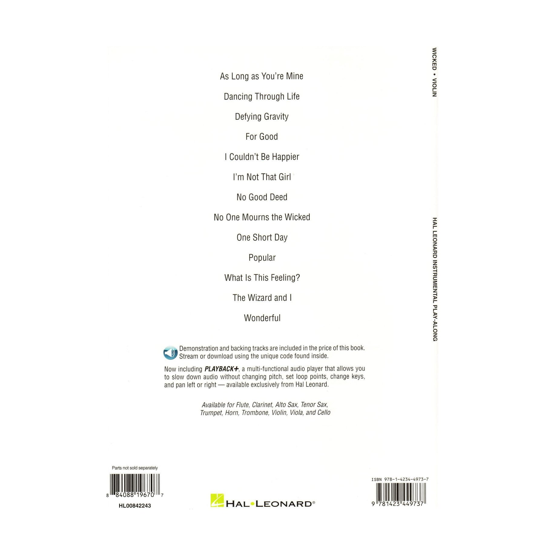 Wicked - 13 Songs from the Musical - for Violin with Audio Accompaniment - Hal Leonard Instrumental Play-Along
