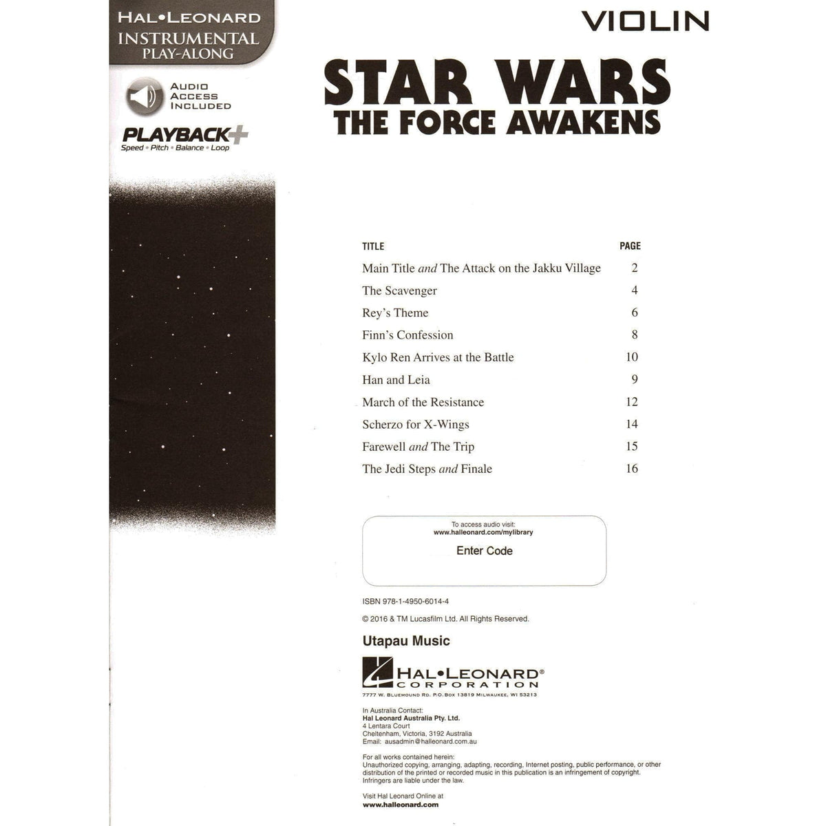 Star Wars: The Force Awakens - for Violin - with Audio Accompaniment - Hal Leonard