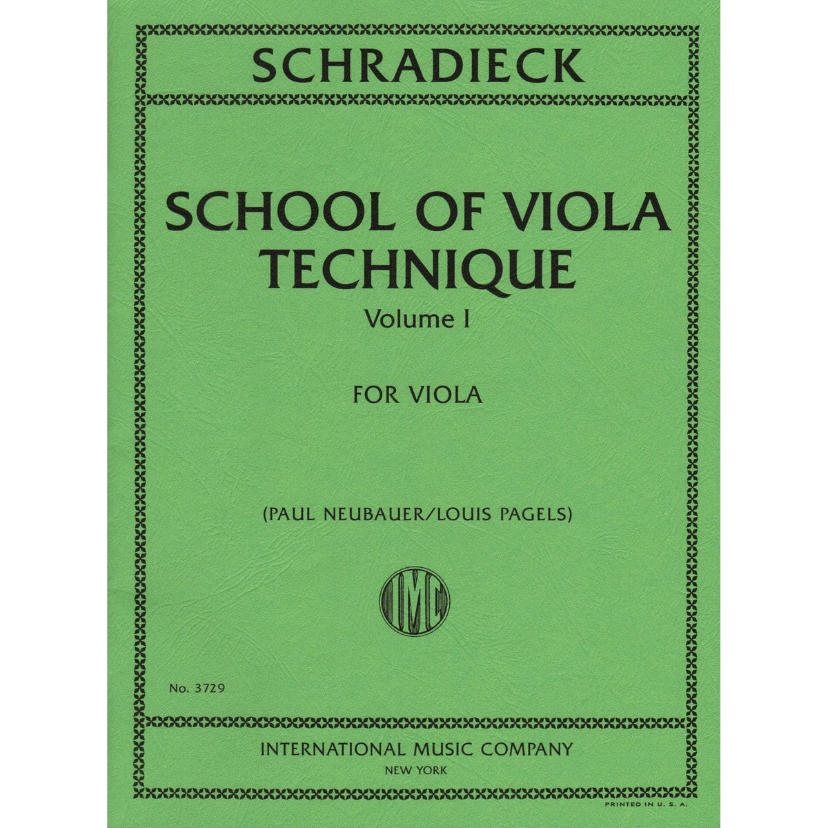 Schradieck, Henry - School of Viola Technique - Volume 1 - for Viola - Edited by Neubauer/Pagels - International