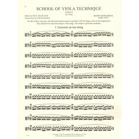 Schradieck, Henry - School of Viola Technique - Volume 1 - for Viola - Edited by Neubauer/Pagels - International