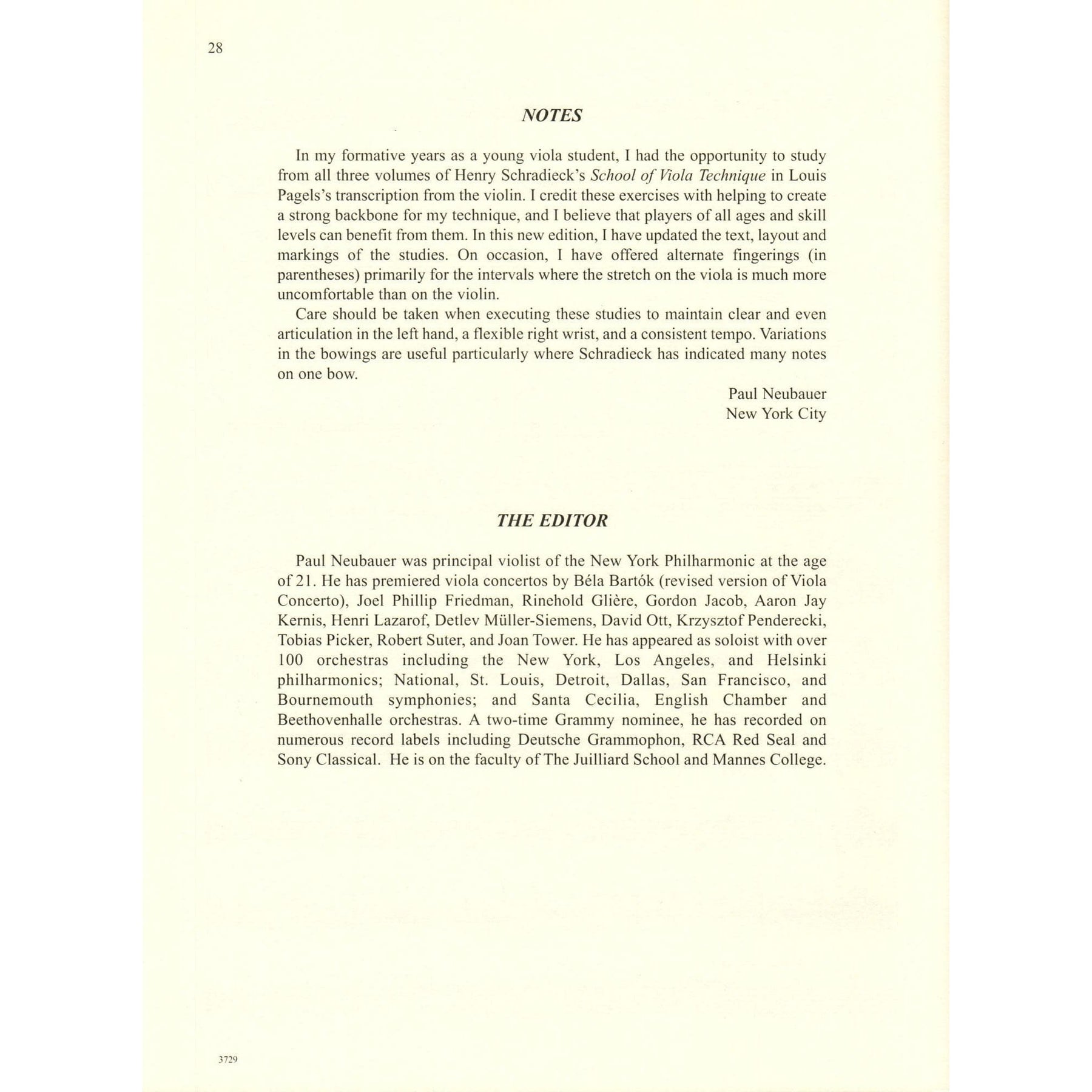 Schradieck, Henry - School of Viola Technique - Volume 1 - for Viola - Edited by Neubauer/Pagels - International