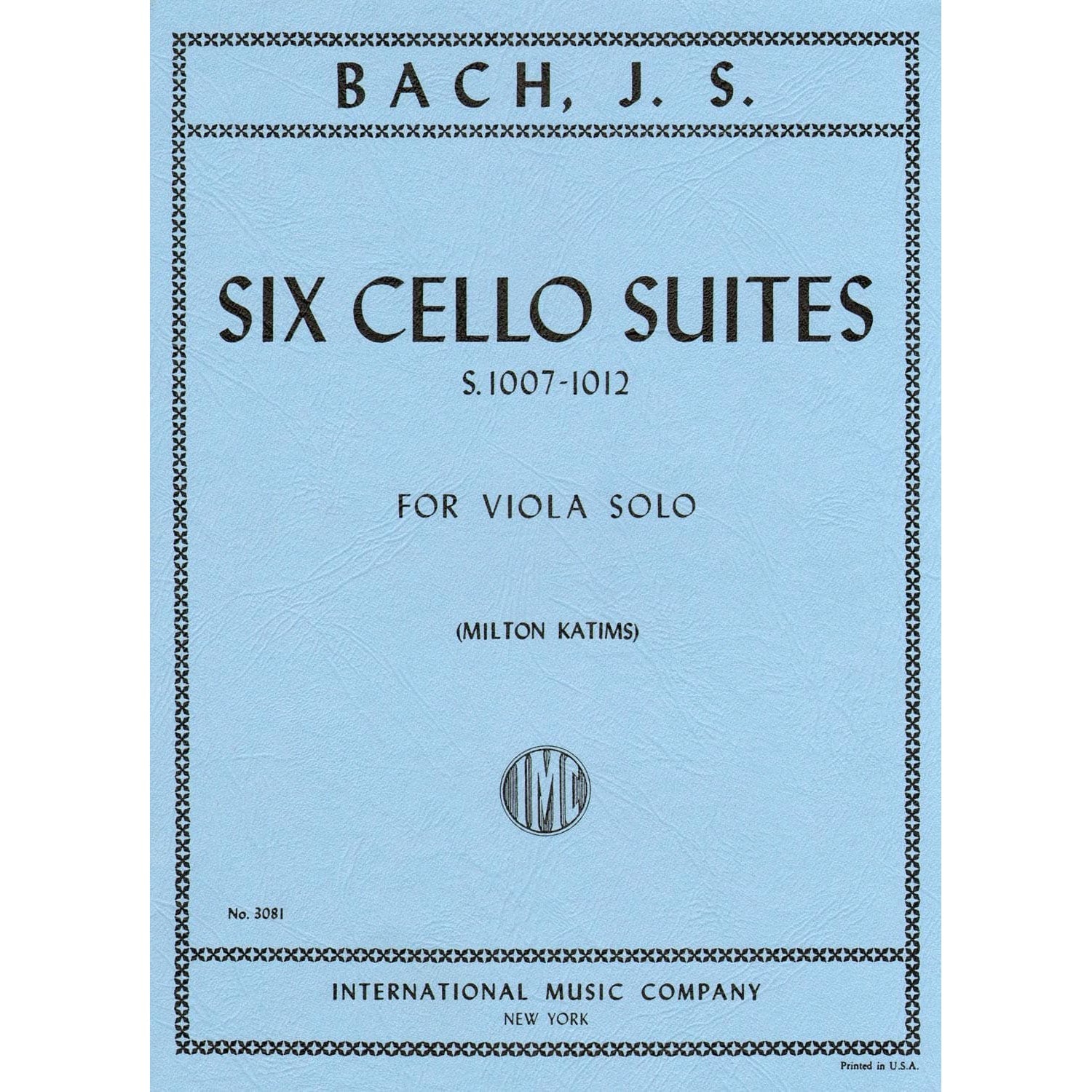 Bach, JS - 6 Cello Suites, BWV 1007-1012 - Viola solo - arranged by Milton Katims - International Music Company
