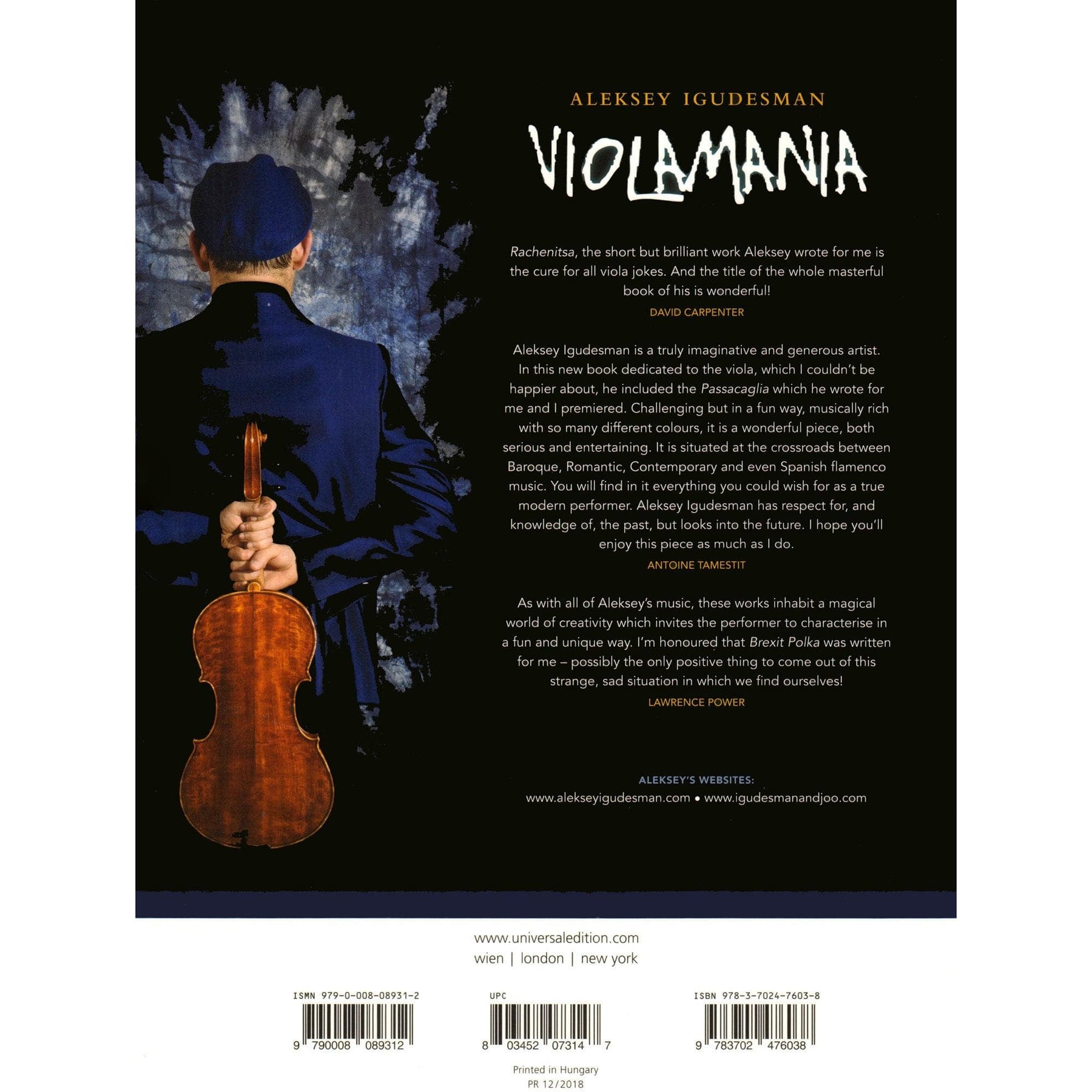 Igudesman, Aleksey - Violamania for Solo Viola - Universal Edition