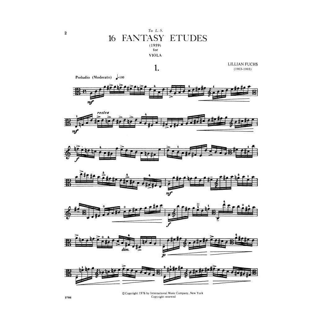 Fuchs, Lillian - 16 Fantasy Etudes - Viola solo - International Edition