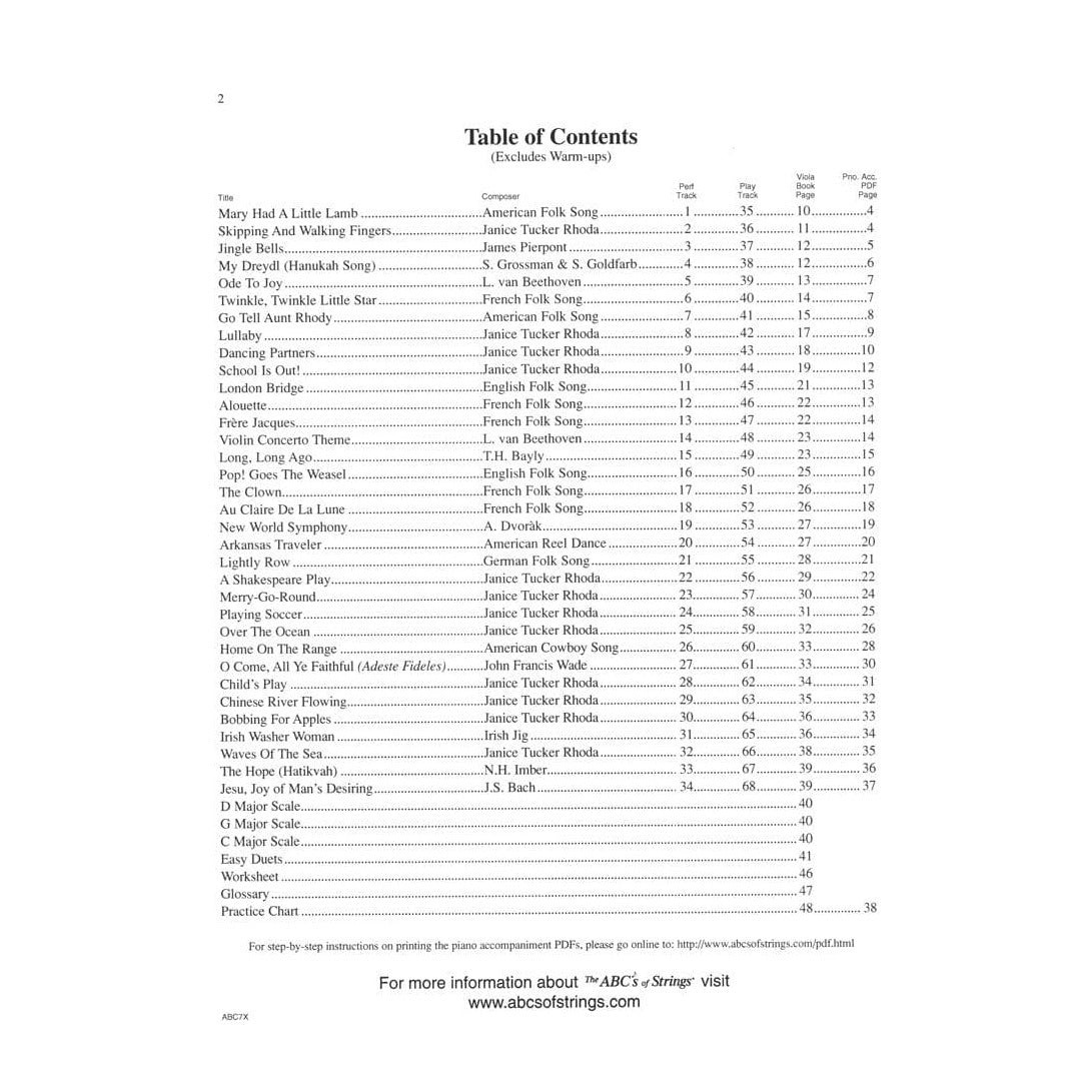 Rhoda, Janice Tucker - ABCs of Viola for the Absolute Beginner - Book 1 - Carl Fischer