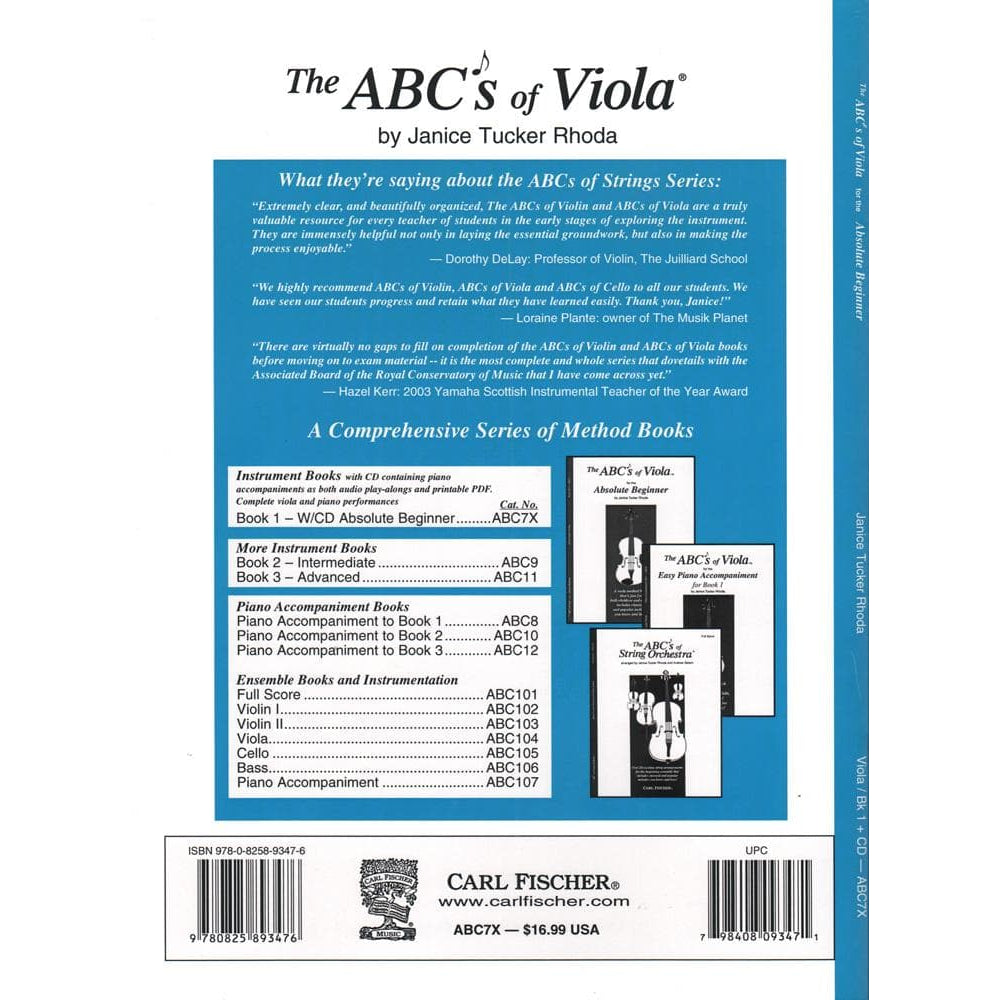 Rhoda, Janice Tucker - ABCs of Viola for the Absolute Beginner - Book 1 - Carl Fischer