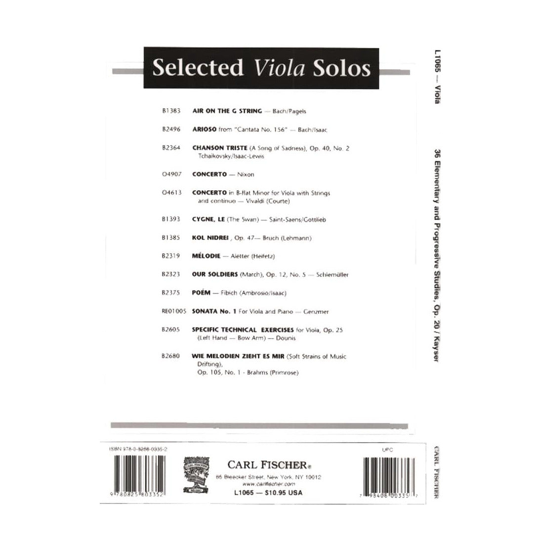 Kayser, Heinrich Ernst - 36 Elementary and Progressive Studies, Op 20 - Viola - Carl Fischer Edition