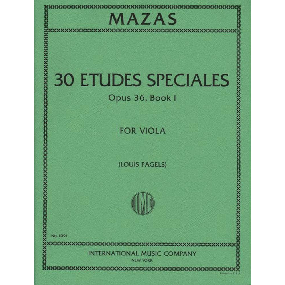 Mazas, Jacques Féréol - 30 Etudes Spéciales, Op 36, Book 1 - Viola solo - edited by Louis Pagels - International Music Co