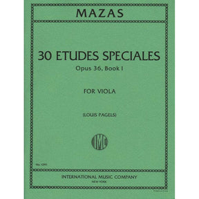 Mazas, Jacques Féréol - 30 Etudes Spéciales, Op 36, Book 1 - Viola solo - edited by Louis Pagels - International Music Co