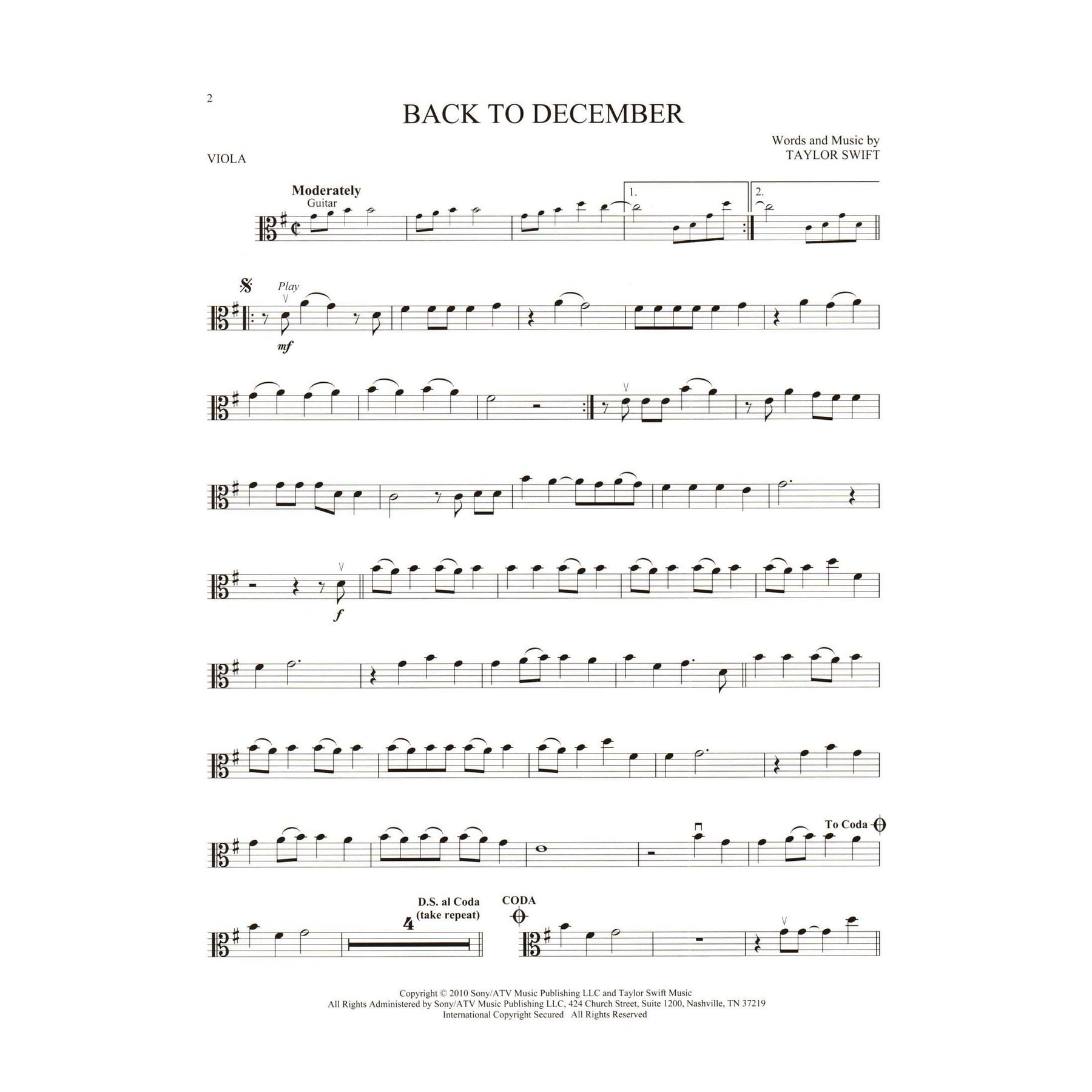 Taylor Swift Instrumental Play-Along - 2nd Edition - for Viola with Audio Accompaniment - Hal Leonard