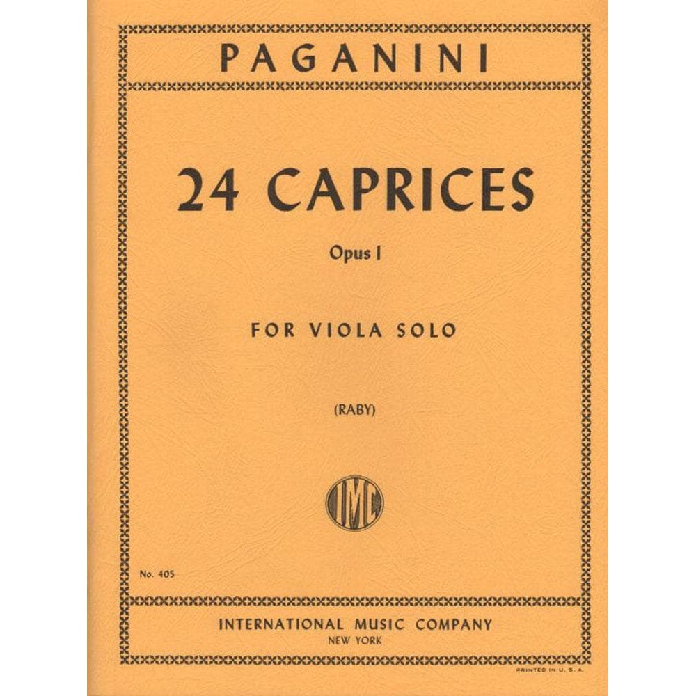 Paganini, Niccolò - 24 Caprices, Op 1 - Viola solo - transcribed by L Raby - published by International Music Company