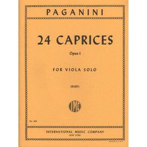 Paganini, Niccolò - 24 Caprices, Op 1 - Viola solo - transcribed by L Raby - published by International Music Company