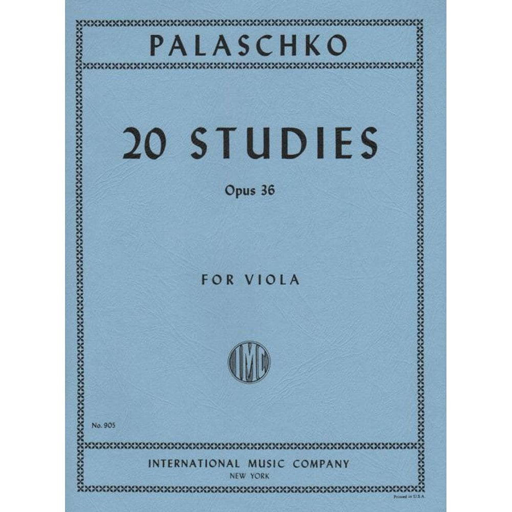 Palaschko - 20 Studies Op 36 For Viola Published by International Music Company