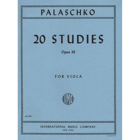 Palaschko - 20 Studies Op 36 For Viola Published by International Music Company