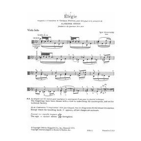 Stravinsky, Igor - Elegie for Solo Viola - Viola or Violin - Boosey & Hawkes