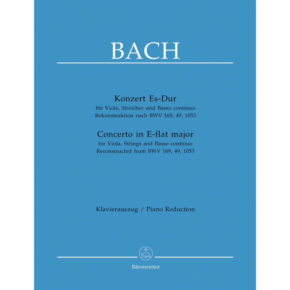 Bach, JS - Concerto in E-flat Major for Viola and Piano - Barenreiter Verlag URTEXT Edition