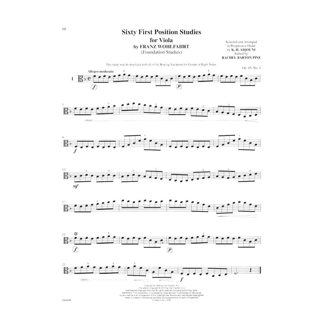 Wohlfahrt, Franz - Foundation Studies for the Viola, Book 1: 42 Studies (from Opp 45, 54, and 74) - edited by Rachel Barton Pine - Carl Fischer