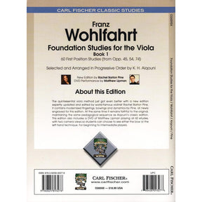 Wohlfahrt, Franz - Foundation Studies for the Viola, Book 1: 42 Studies (from Opp 45, 54, and 74) - edited by Rachel Barton Pine - Carl Fischer