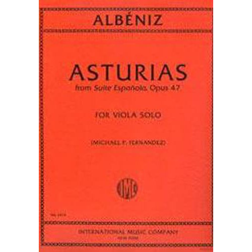 Albeniz, Isaac - Asturias From Suite Espanola Op 47 for Solo Viola - Edited by Michael P Fernandez -  International Edition