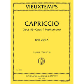 Vieuxtemps, Henri - Capriccio, Op. 9 (Posthumous) - for Solo Viola - edited by Frank Foerster - International