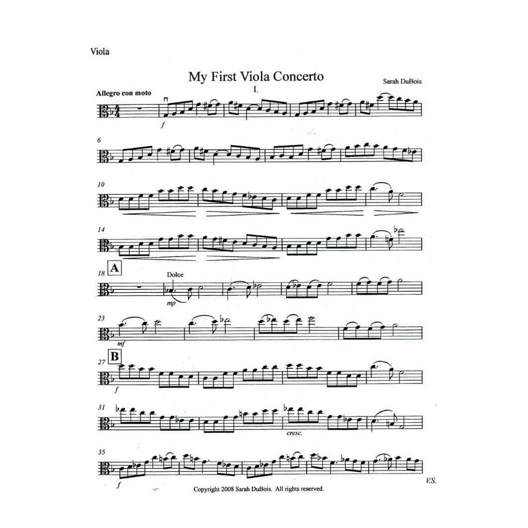 DuBois, Sarah - My First Viola Concerto (1st to 3rd Position) - Viola and Piano - DuBois Publishing