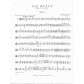 Pleyel, Ignace Joseph - Six Duets, Op 8, B 538-543 For Two Violas Edited by Paasch Published by International Music Company
