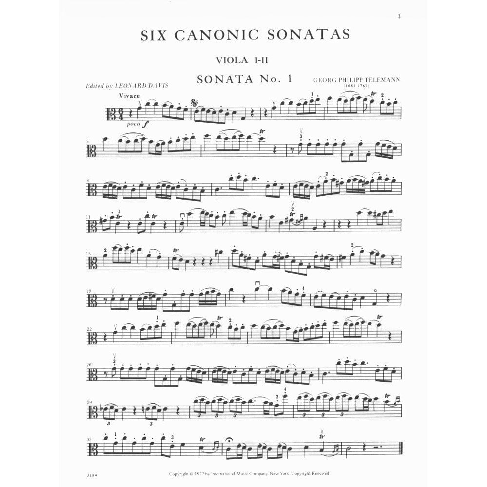 Telemann, Georg Philipp - Six Canonic Sonatas TWV 40:118-123 For Two Violas Published by International Music Company