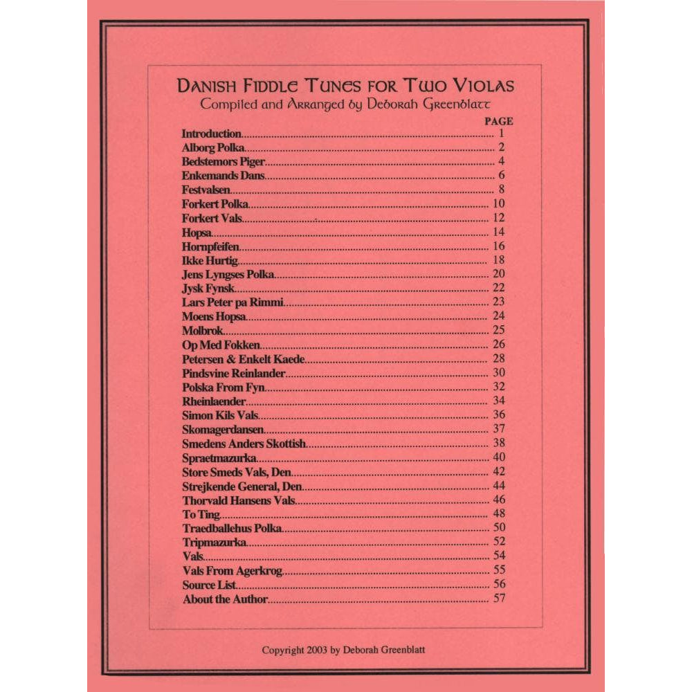Greenblatt, Deborah - Danish Fiddle Tunes for Two Violas - Greenblatt & Seay Publications