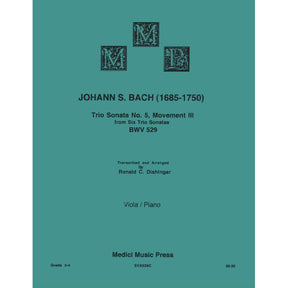 Bach, JS - Trio Sonata No 5, Movement 3 from Six Trio Sonatas, BWV 529 - Viola and Piano - arranged by Ronald Dishinge - Medici Music