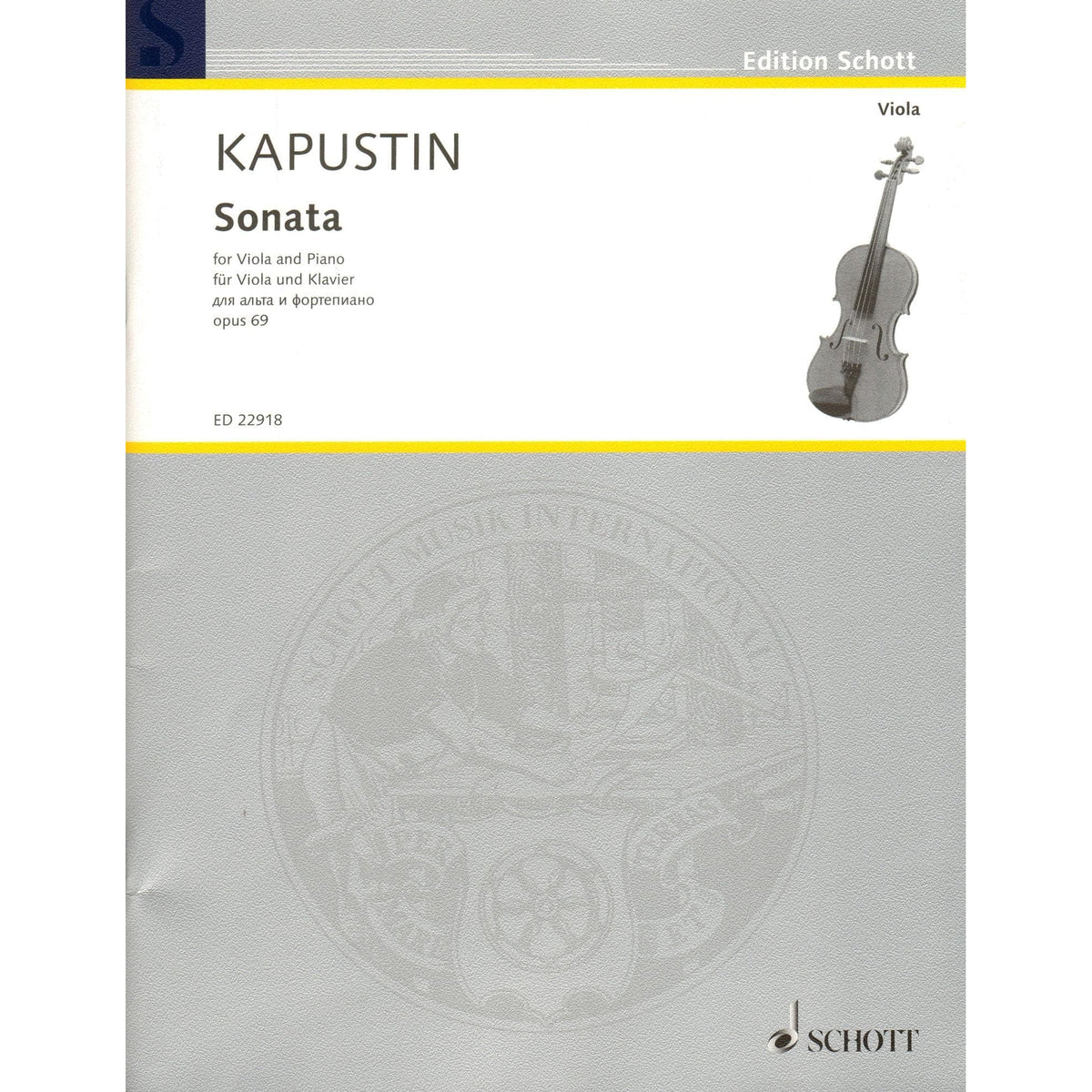Kapustin, Nikolai - Sonata for Viola and Piano, Opus 69 - Schott