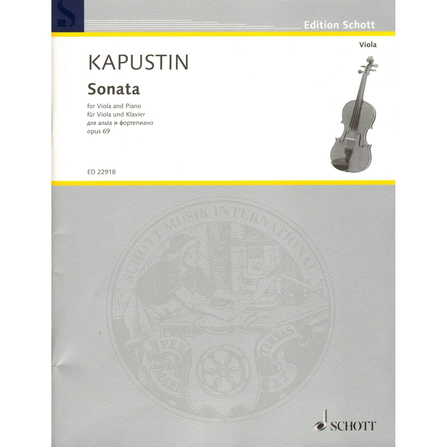 Kapustin, Nikolai - Sonata for Viola and Piano, Opus 69 - Schott