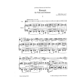 Miklos Rozsa - Viola Concerto Op. 37 -  Viola and Piano Reduction - Edition Breitkopf