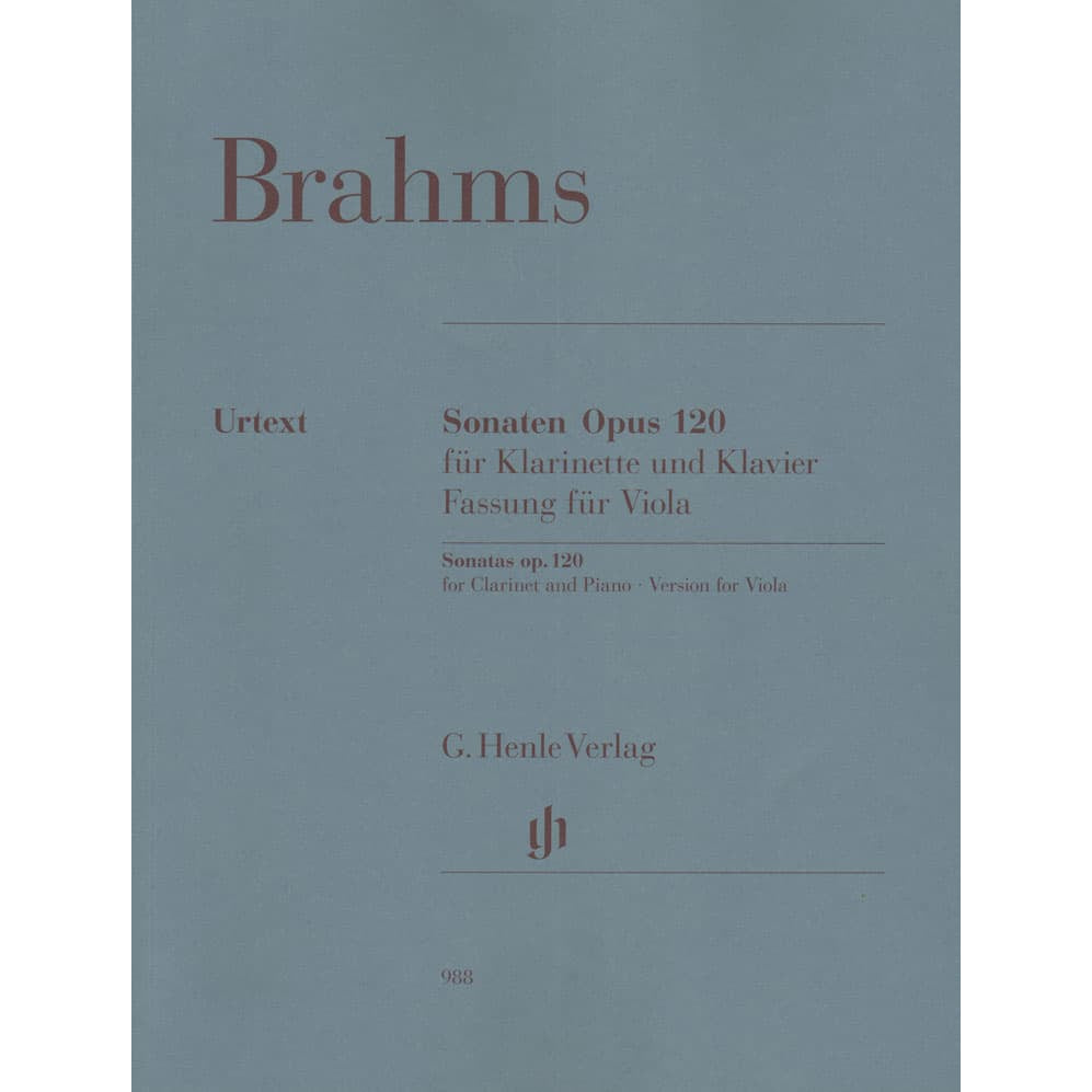 Brahms, Johannes - Sonatas Nos 1 and 2, Op 120 - for Viola and Piano - Henle Verlag URTEXT Edition