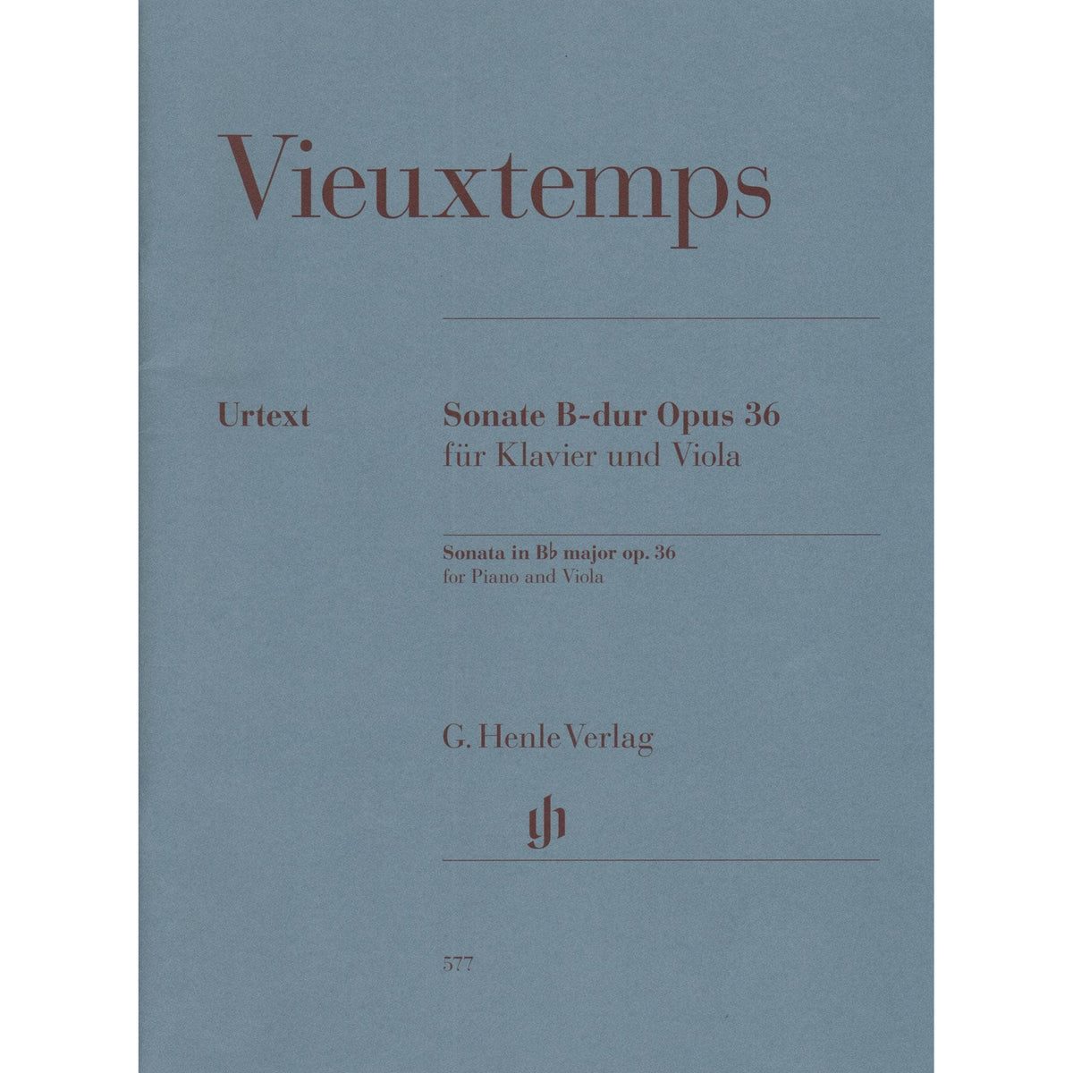 Vieuxtemps, Henri - Sonata in B-flat Major, Opus 36 - for Viola and Piano - edited by Peter Jost - G Henle Verlag URTEXT