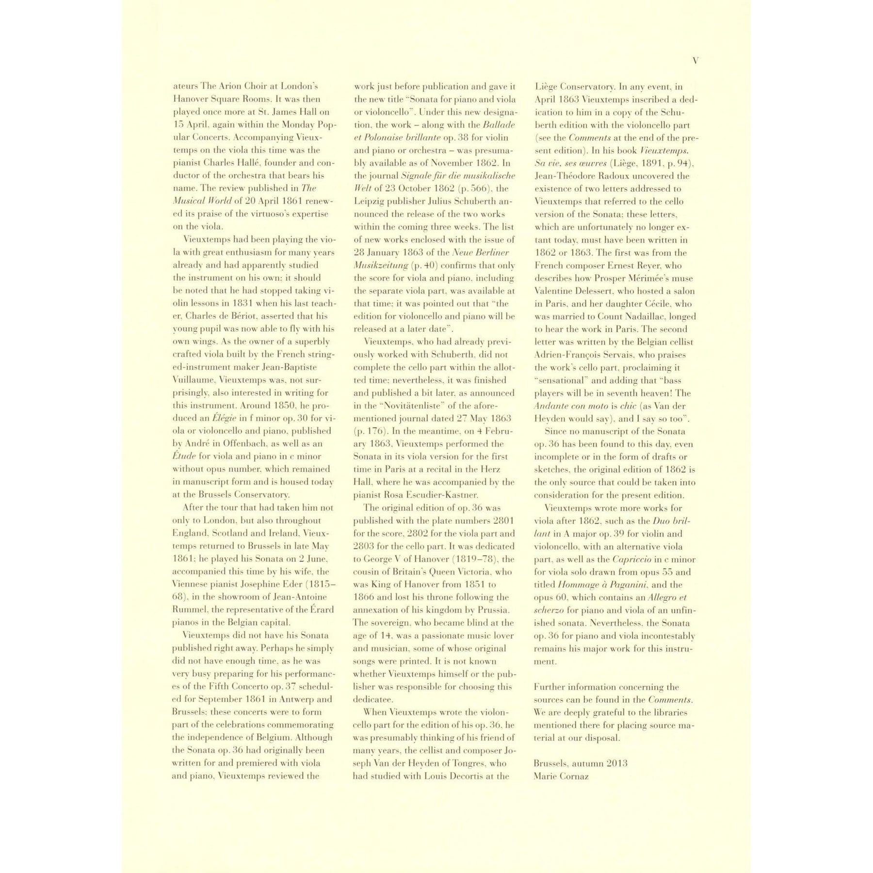 Vieuxtemps, Henri - Sonata in B-flat Major, Opus 36 - for Viola and Piano - edited by Peter Jost - G Henle Verlag URTEXT