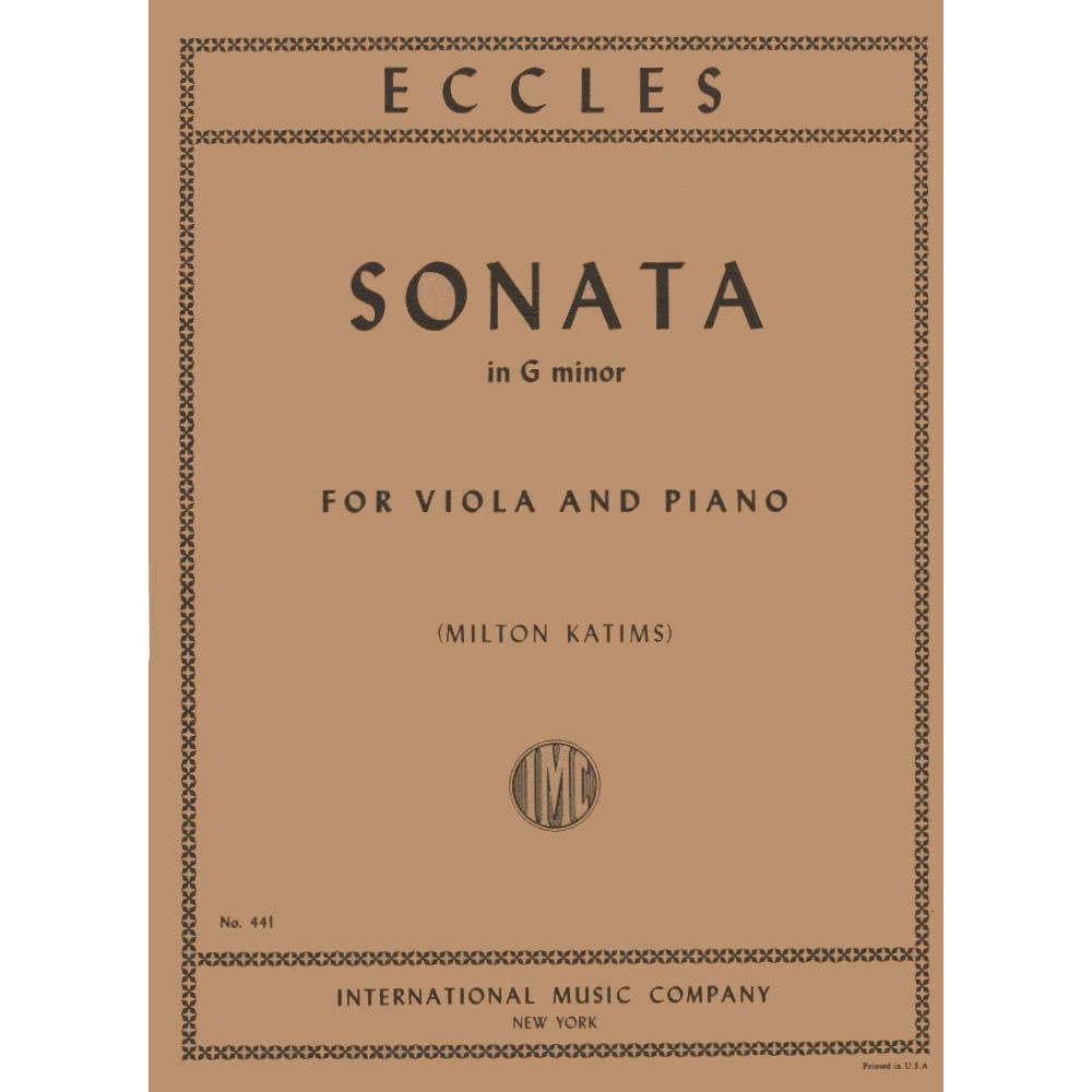 Eccles, Henry - Sonata in g minor - Viola and Piano - edited by Milton Katims - International Edition