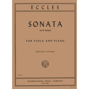 Eccles, Henry - Sonata in g minor - Viola and Piano - edited by Milton Katims - International Edition