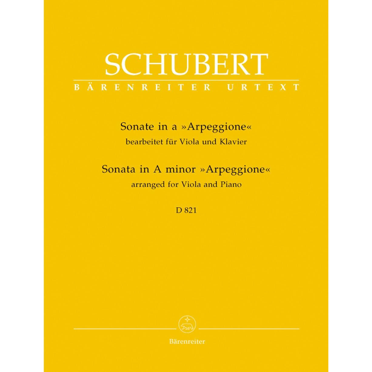 Schubert, Franz - Sonata in a minor (Arpeggione), D 821 For Viola and Piano URTEXT Published by Barenretier