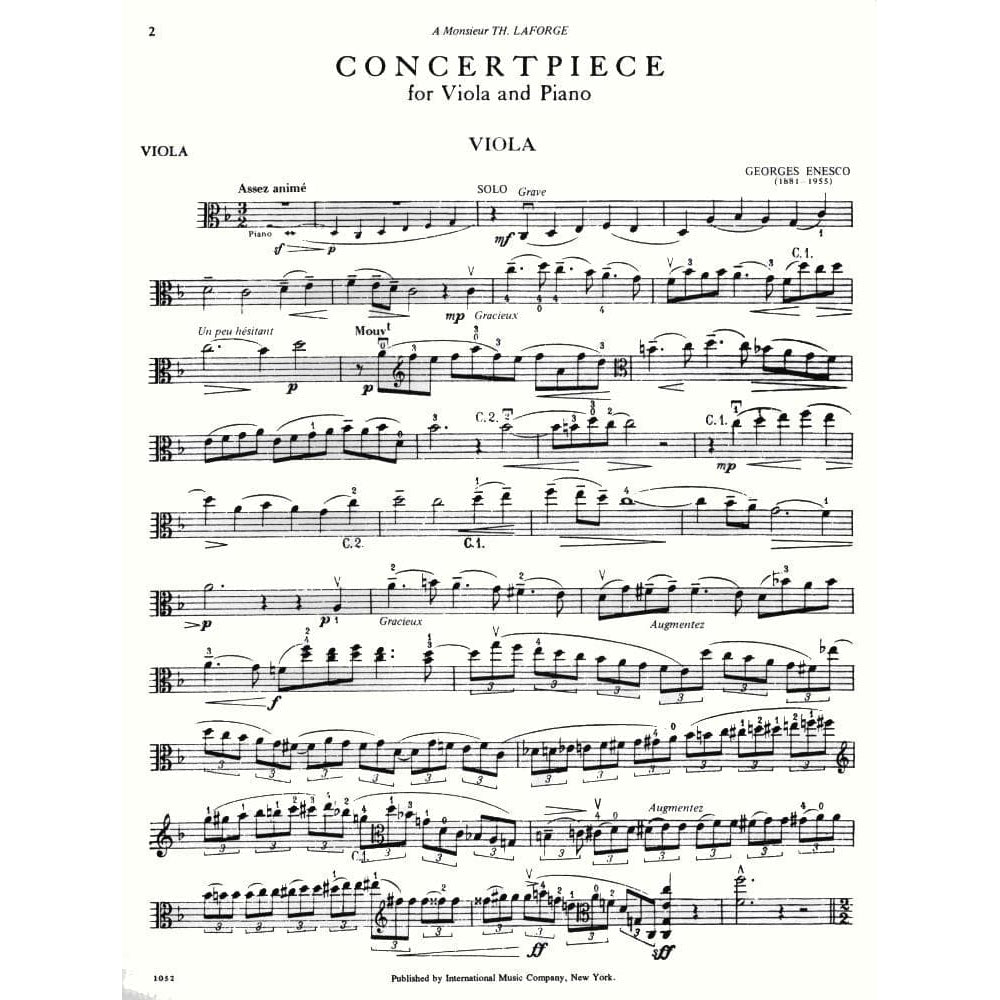 Enesco, Georges - Concertpiece - Viola and Piano - International Edition