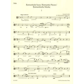 Dvorak, Antonin - Romantic Pieces, Op. 75 - for Viola and Piano - Barenreiter