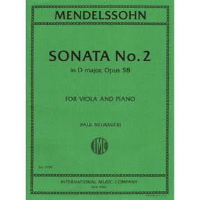 Mendelssohn, Felix - Sonata No. 2 in D major, Op 58 - Viola and Piano - edited by Paul Neubauer - International