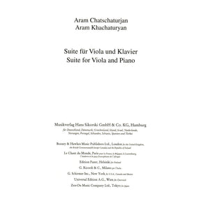 Aram Khachaturyan - Suite for Viola and Piano (1929) - Edition Sikorski
