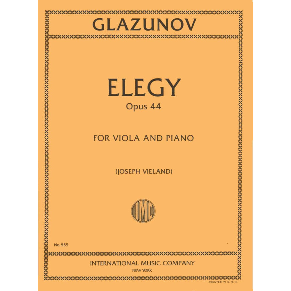 Glazunov, Alexander - Elegy, Op 44 - Viola and Piano - edited by Joseph Vieland - International Edition