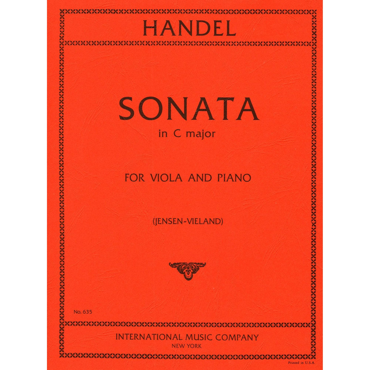Handel, George Frideric - Sonata In C Major - Viola and Piano - edited by Joseph Vieland and G Jensen - International Edition
